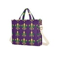 thumbnail image 7 of FORMRS Womens Corduroy Tote Bag Crossbody Shoulder Handbag with Pocket, Gold and Green Floral Pattern, 7 of 7
