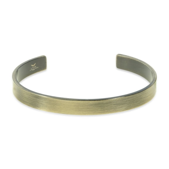 Metro Jewelry Antique Gold Ion Plated Stainless Steel Brushed Cuff Bangle Bracelet - 7 Inch