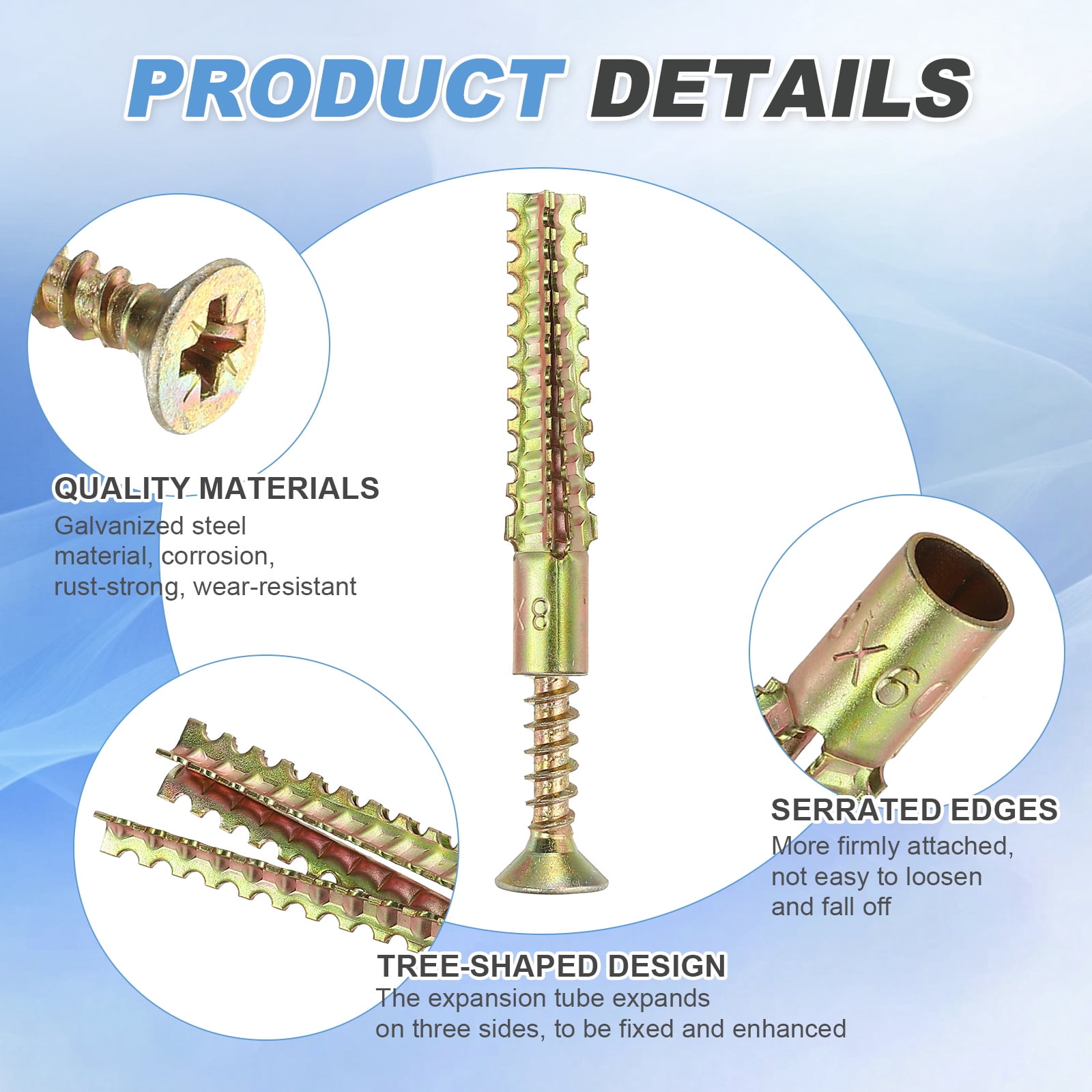 Uxcell 30 Pcs Drywall Hollow Wall Anchors with Screws, 0.24 x 2.36'' Heavy Duty Steel Wall Anchors Kit, Dry Wall Anchors for Concrete Wall Plaster Wall, Multicolor