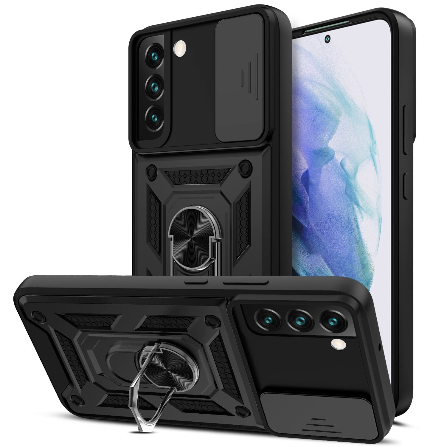 Htwon For Samsung Galaxy S22/Plus/Ultra Case Camera Slide Cover/Glass