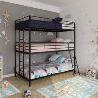 DHP Metal Triple Bunk Bed, Twin/Twin/Twin, Black