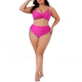 thumbnail image 3 of Agnes Orinda Women's Plus Size 2 Piece Swimsuit Adjustable Spaghetti Straps High Waisted Bathing Suit Tummy Control Bikini Set L Hot Pink, 3 of 6