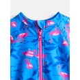 thumbnail image 2 of Wonder Nation Girls Zip-Up Rash Guard One-Piece Swimsuit with Short Sleeves, Sizes 4-18, 2 of 3