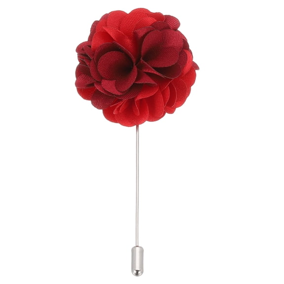 Uxcell Flower Boutonnieres Pin, 1 Pcs Lapel Pin for Men Camellia Flower for Suit Wedding Anniversary, Black/Orange