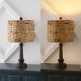 JONATHAN Y Leona Rustic Farmhouse Table Lamp Set Of 2 - Handwoven Rattan & Resin LED Lamps, Brown