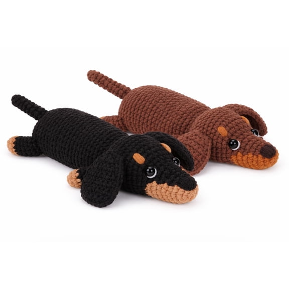 2 Pack Dachshund Crochet Kit for Beginners, Dog Amigurumi Starter Set with Step by Step Video Tutorials, TIKA