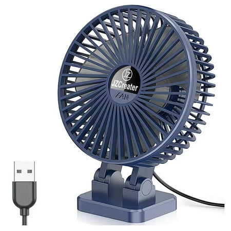 

USB Desk Fan Mini Fan 3 Speeds Desktop Table Cooling Fan Rotation Strong Wind - Navy