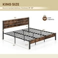 thumbnail image 3 of Costway King Bed Frame with Tall Industrial Headboard Heavy-Duty Metal Slats Support Brown, 3 of 10