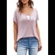 thumbnail image 2 of Camisetas de Corta con Cuello en V y Muescas para Mujer, Blusas de Verano Básicas y Holgadas, Camisetas de Corta 2025 Rosa M, 2 of 10