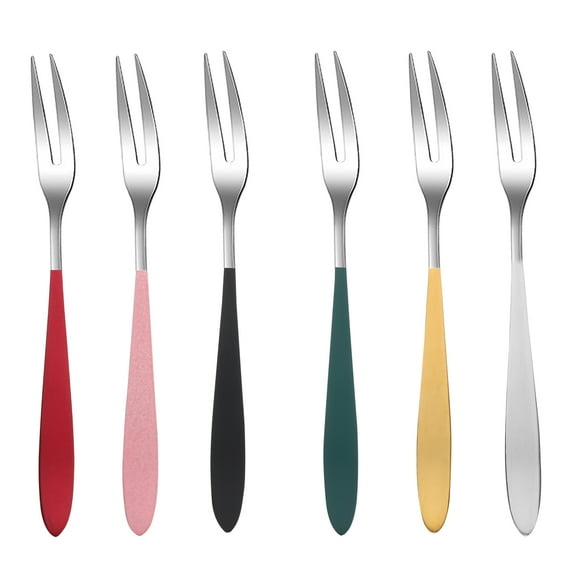 Fork Colored Toothpicks Suits Kids Dessert Forks Pointed Tail Stainless Steel Child
