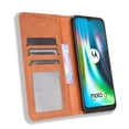 thumbnail image 4 of Compatible with Motorola Moto E7 Plus Case Magnetic Closure Vintage Pattern PU Leather Wallet Cover with Card Slots-Brown, 4 of 5