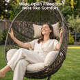 thumbnail image 3 of RADIATA Patio Oversized Hanging Egg Chair with Stand and 5.1" Cushion, Indoor Outdoor Wicker Bird Nest Swing Chair for Patio, Porch & Sunroom, 360 lb Capacity, Beige, 3 of 8