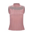 thumbnail image 5 of Essentials Womens Tank Tops Camisole Sheer Mesh Patchwork Neck Summer Sleeveless Tops, 5 of 8