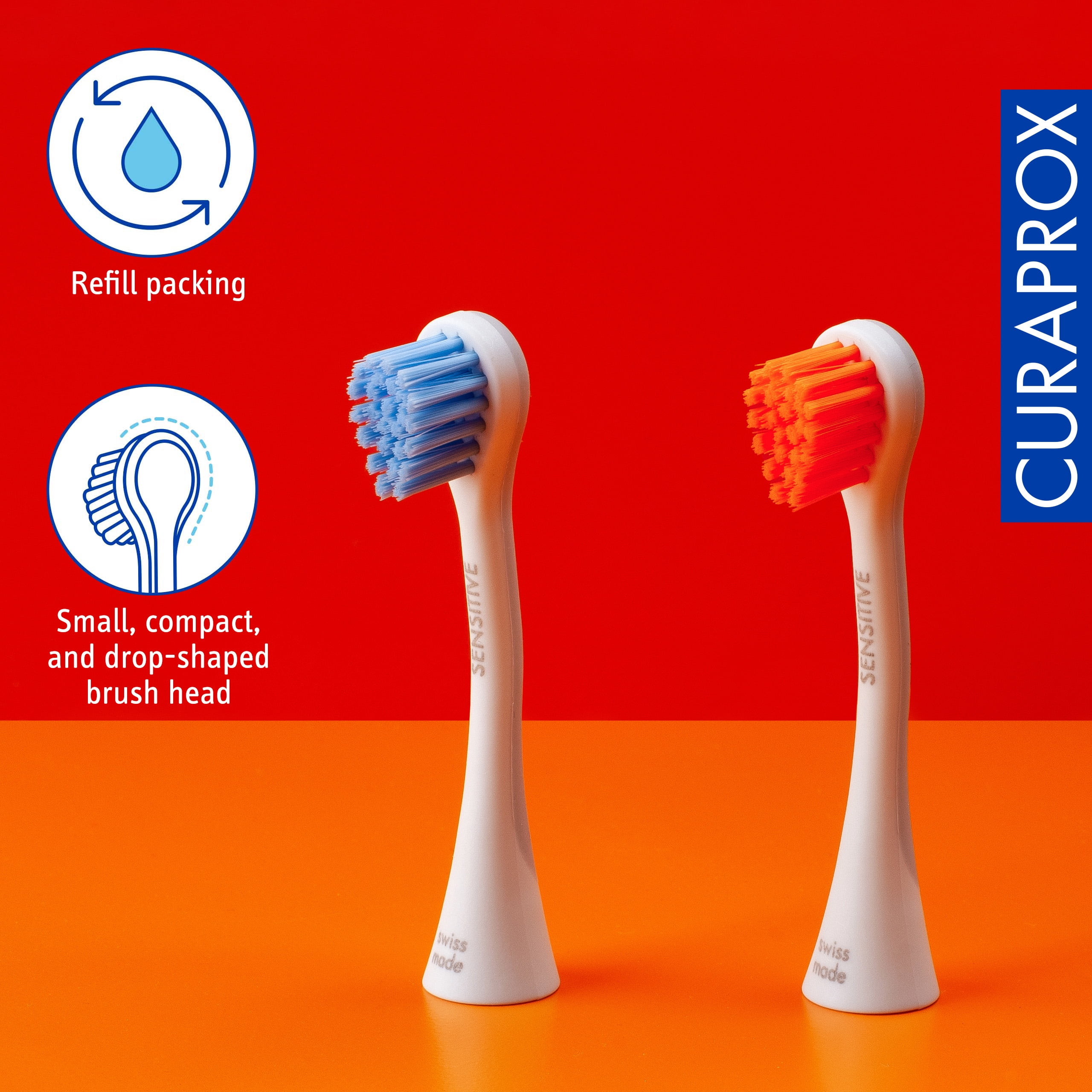 Curaprox Hydrosonic Brush Head Sensitive blue/orange, 2 pcs