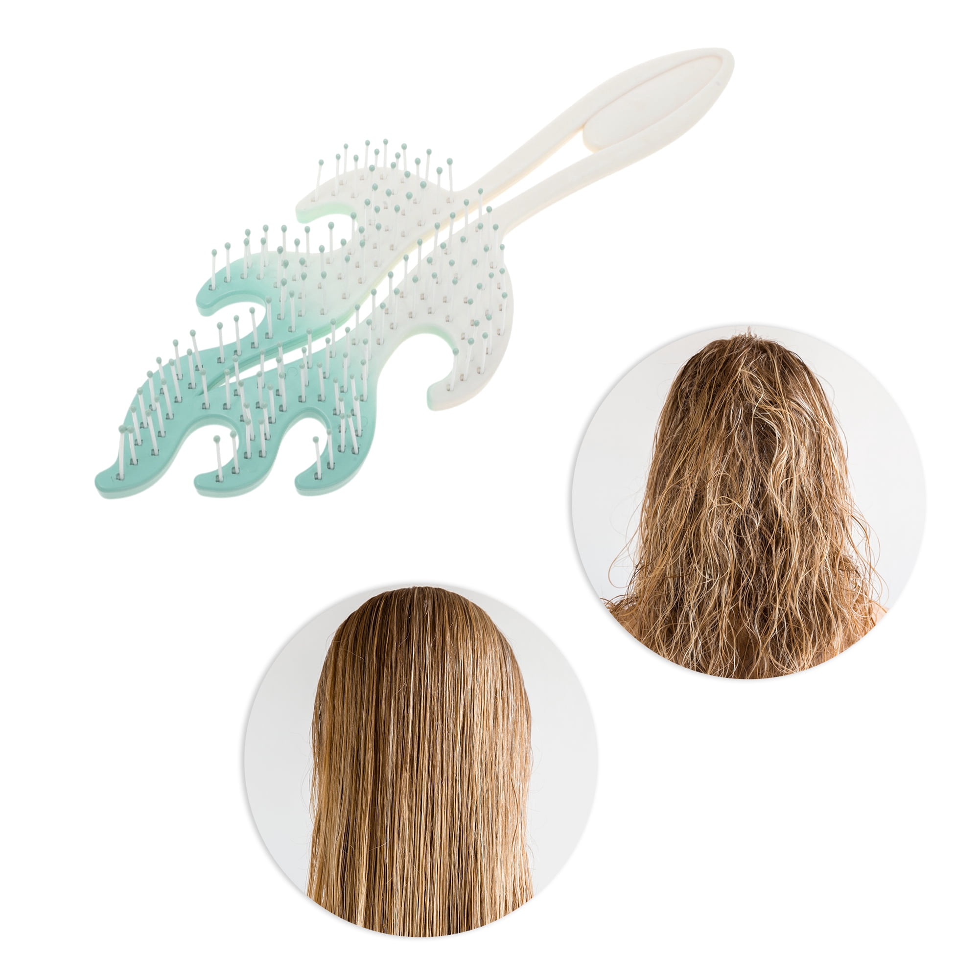 Unique Bargains 1 Pc Gradual Flame Hollow Comb Hair Brush for All Hair Types Green