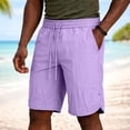 thumbnail image 2 of Men's Nylon Spandex Blend Casual Sports Shorts, Sweat Wicking Flexible Drawstring Elastic Waist Zipper Side Pockets for Training Walking Beach | TruHer,Purple XL, 2 of 9