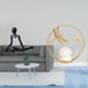 thumbnail image 2 of Figura de escritorio de pensador, estatua de bola de cristal, escultura abstracta, adorno de hierro, decoración artística ligera, adecuada para oficin, 2 of 8