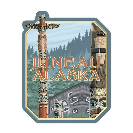 

Die Cut Sticker Juneau Alaska Alaska Totem Poles Contour Vinyl Sticker 1 to 3 inches (Waterproof Decal for Cars Water Bottles Laptops Coolers) Small