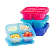 EasyLunchboxes - Original Stackable Snack Boxes - Reusable 4-Compartment Bento Snack Containers for Kids and Adults, BPA-Free and Microwave Safe Food and Meal Prep Storage, Set of 4 (Jewel Brights)