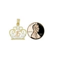 thumbnail image 3 of 14k Tricolor Gold, Tiara Crown Filigree Design 15 Pendant Charm Quinceanera 19mm with 18" Dainty Neck Chain, 3 of 7
