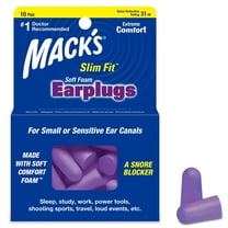 Mack's Slim Fit Soft Foam Earplugs, 10 Pair - Small Ear Plugs for Sleeping, Snoring, Traveling, Concerts, Shooting Sports & Power Tools