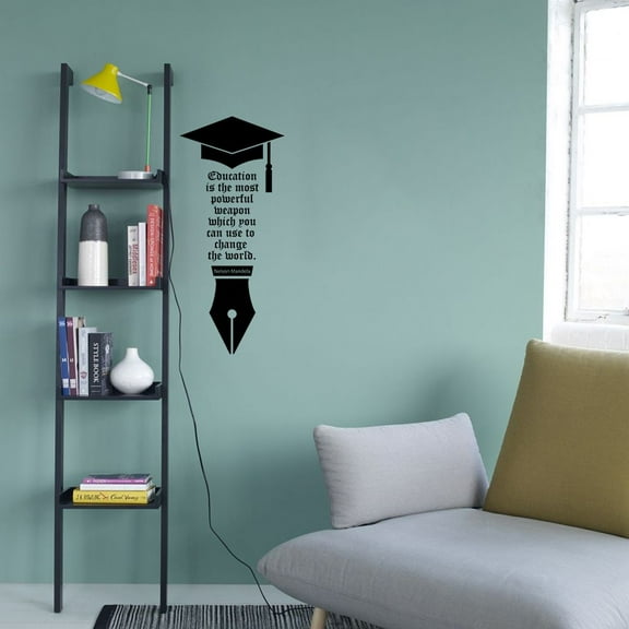 Education is Powerful Weapon - Nelson Mandala Quote Famous Life Motivation Quotes Inspiration Saying Wall Art Sticker Designs Vinyl Stickers For Home Walls Rooms Bedroom Decoration Size (20x16 inch)