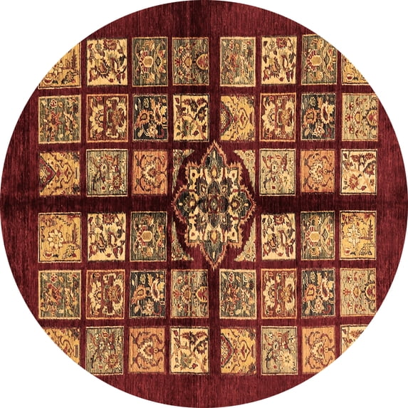 Ahgly Company Indoor Round Abstract Brown Modern Area Rugs, 3' Round