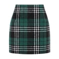 thumbnail image 2 of Yokua Women's High-Waisted Plaid Skinny Pencil Wool Miniskirt, 2 of 11