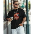 thumbnail image 2 of Men's T-Shirt Parrot Bird Embroidery Style Short Sleeve Casual Tee Classic Crew Neck T-Shirt for Men, L, 2 of 7