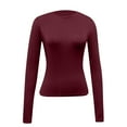 thumbnail image 4 of felwors Women's Long Sleeve Shirtsï¼2025 Casual Basic Going Out Crop Tops Slim Fit Tight Y2K Clothes , XS, 4 of 4