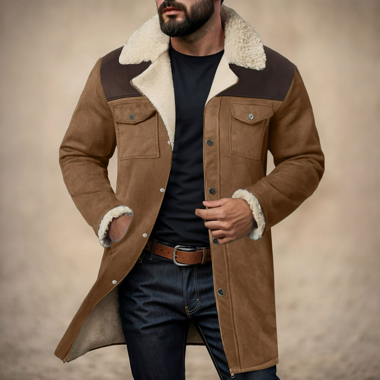 ZTKWD Mens Western Cowboy Jacket Long Trench Coats Vintage Jacket