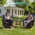thumbnail image 6 of Clouddwell 10 Pieces Outdoor Patio Furniture Set, Rattan Wicker Sectional Swivel Rocker Chairs Sets with Fire Pit, Blue/Brown, 6 of 9