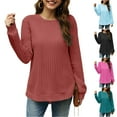 thumbnail image 7 of Futezty Women Sweatshirt Crewneck Long Sleeve Shirts High Low Tops Curved Hem Long Sleeve Shirts For Women Tunic Tops Casual Fit Fall Lightweight Loose Knitted Top, 7 of 7