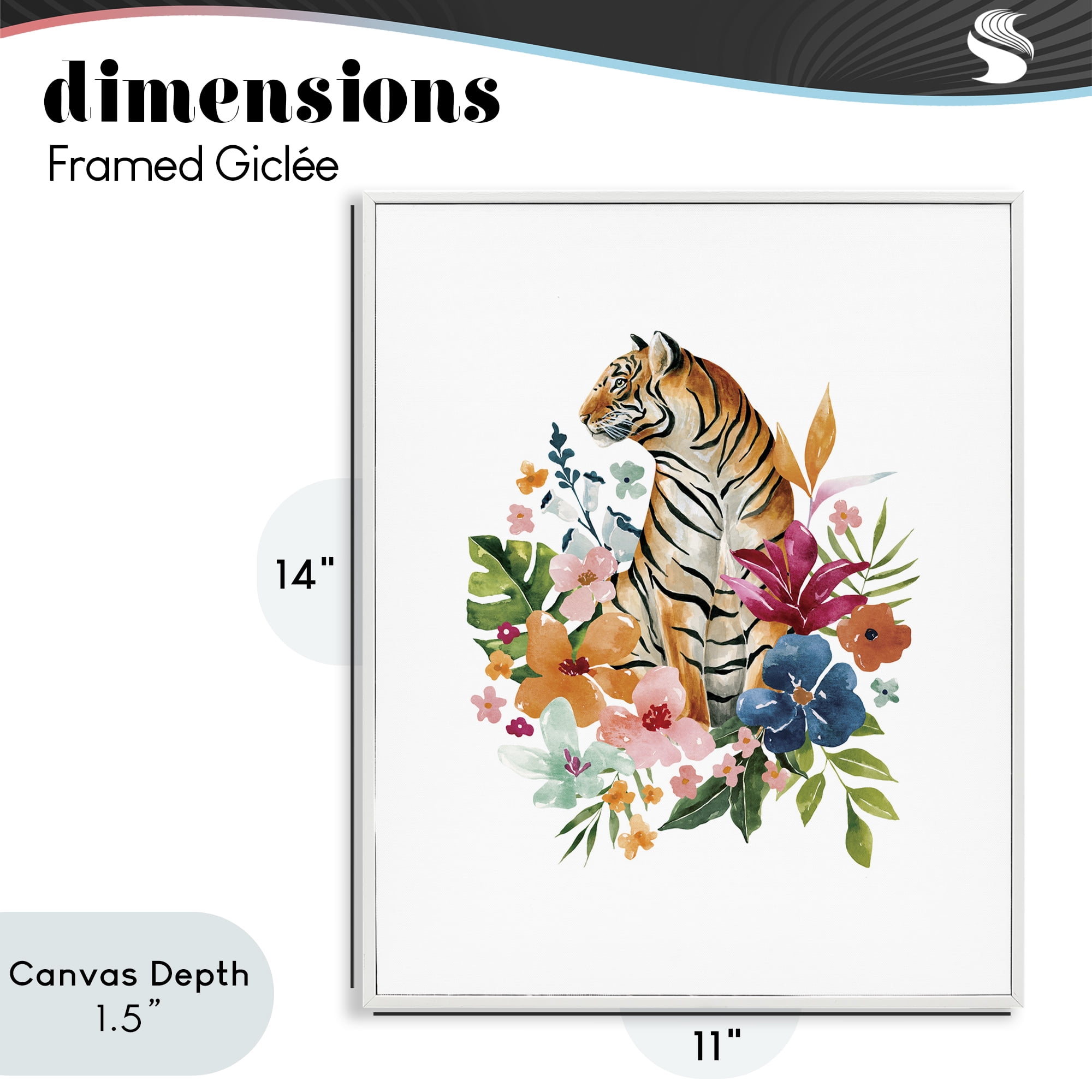 Stupell Industries Tropical Jungle Tiger White Framed Giclee Art, design by Bethany Sandoval