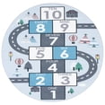 thumbnail image 2 of SAFAVIEH Kids Playhouse City Hopscotch Machine Washable Area Rug, Grey/Blue, 6'7" x 6'7" Round, 2 of 5