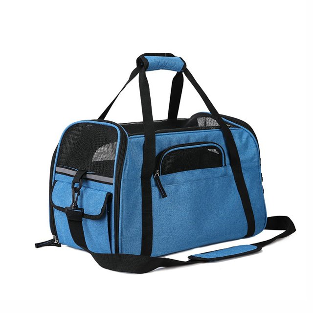 Bolsa para perros y gatos Bolsa para mascotas pequeña Bolsa de hombro transpirable Suave, liviana y cómoda Adecuada para camionetas, trenes y aviones (Azul, 43*23*29cm) JAMW Sencillez