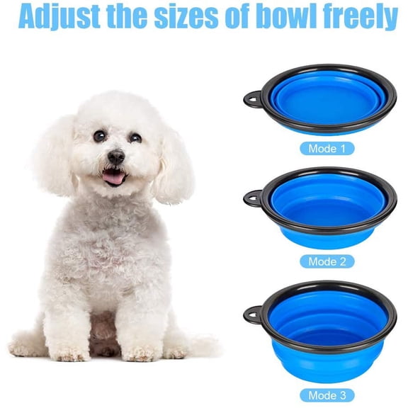 2 Pack Large Size Collapsible Dog Bowl, Food Grade Silicone BPA Free, with Carabiner Clip Foldable Expandable Cup Dish for Pet Cat Food Water Feeding Portable Travel Bowl (Blue & Green)
