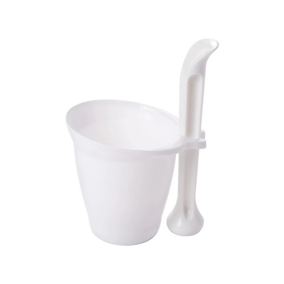 Mortar and Pestle Set, PP Manual Garlic, Spice and Herbs Grinder, Mixing Grinding Bowl with Rod Hammer for Crushing Spices, White