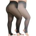 thumbnail image 1 of Calcetines de 2 piezas de talla grande para mujer, de moda, falsos, translúcidos, para mantener el calor, de forro polar sólido, para mujer, 1 of 7