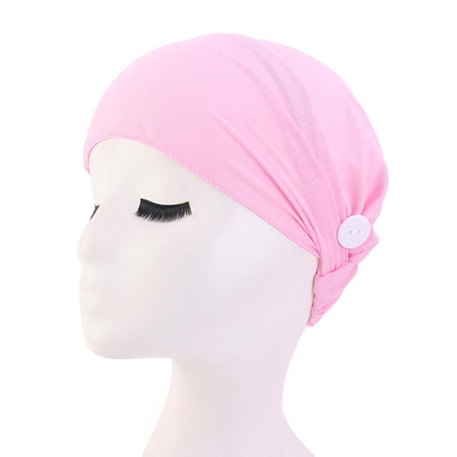 Pink Heardband 1 Pcs Solid Color Headband Anti Slip Buttons Head Doctor Kerchief Hat