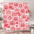 thumbnail image 2 of Valentines Day Gnomes Shower Curtain Blush Pink, Love Hearts Rainbow Romantic Bathroom Decor, Cute Chic Happy Valentines Day Retro 70s Style Fabric Bath Curtain with Hooks 72X72 Inches, 2 of 6