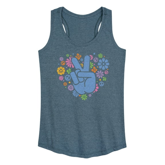 Instant Message - Peace Sign & Flowers - Women's Racerback Tank Top
