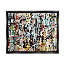 Stupell Industries Abstract Paint Splatter Composition Abstract Painting Black Floater Framed Art Print Wall Art, 31 x 25