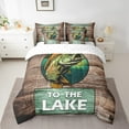 thumbnail image 2 of Fishing 7 Pieces Bed In A Bag, Lake House Comforter King, Rustic Farmhouse Camping Fitted Sheet Teen Adult, Retro Vintage Wood Flat Sheet, 2 Pillow Cases, 2 Throw Pillow Covers, 2 of 5