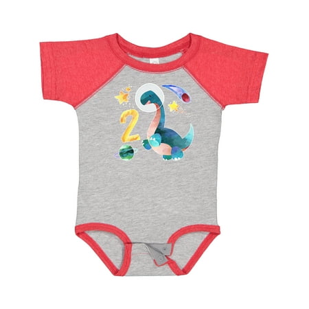 

Inktastic Second Birthday Dinosaur Astronaut with Stars and Planet Gift Baby Boy or Baby Girl Bodysuit