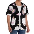 thumbnail image 2 of PAYOHTO Cute Baby Cat Caticorn Pattern Mens Hawaiian Casual Short-sleeved Shirt Tropical Summer Beach Button Down Shirts, 2 of 7