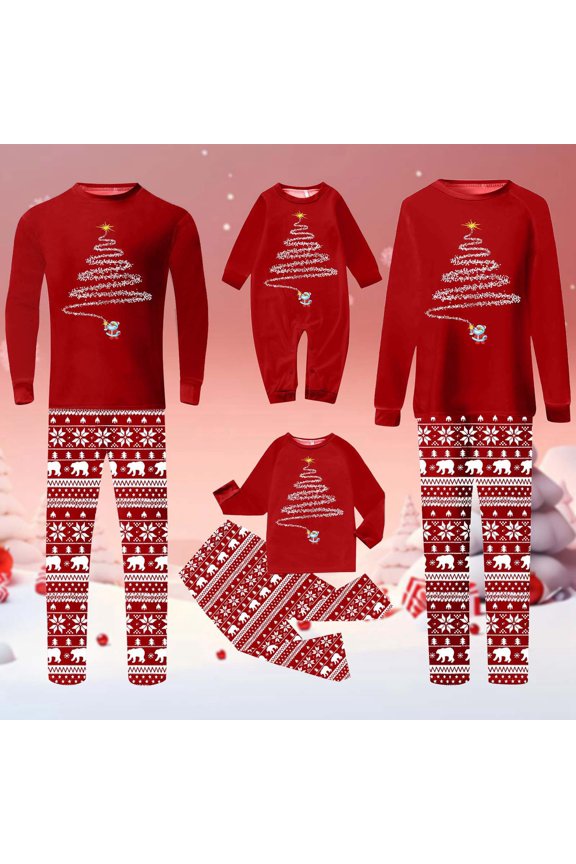 Christmas Family Pajamas Matching Sets Classic Christmas Letter Print Pullover Crew Neck Top and Pants Long Sleeve Christmas Holiday Outfit Sleepwear Christmas Loungewear Pets