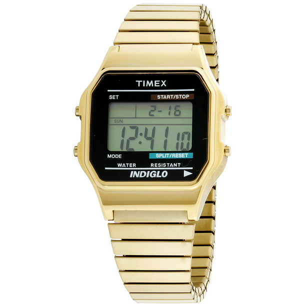Timex Men's Classic Digital Gold-Tone 34mm Casual Watch, Expansion Band