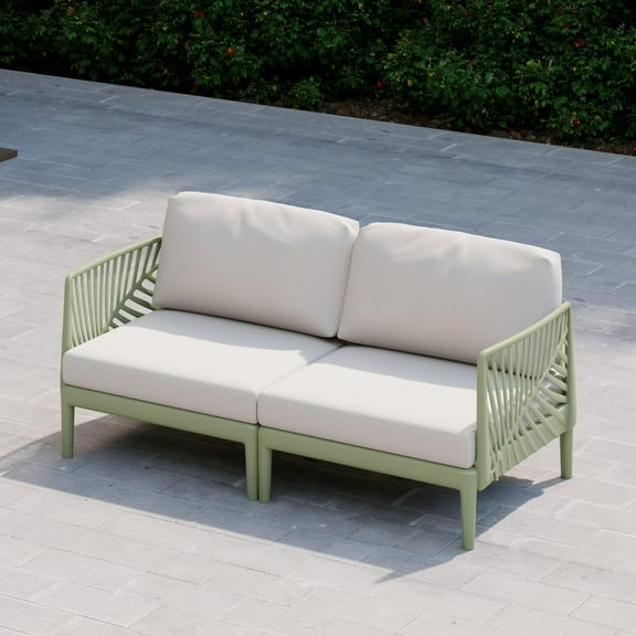 WestinTrends Playa Modern Outdoor Polypropylene Resin Deep Seating Patio Loveseat, Green