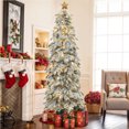thumbnail image 2 of Uforic 9ft Pre-lit Flocked Pencil Spruce Christmas Tree with 1642 Branch Tips & 480 Lights, Remote Control, 11 Light Modes, White Flocked, 2 of 8